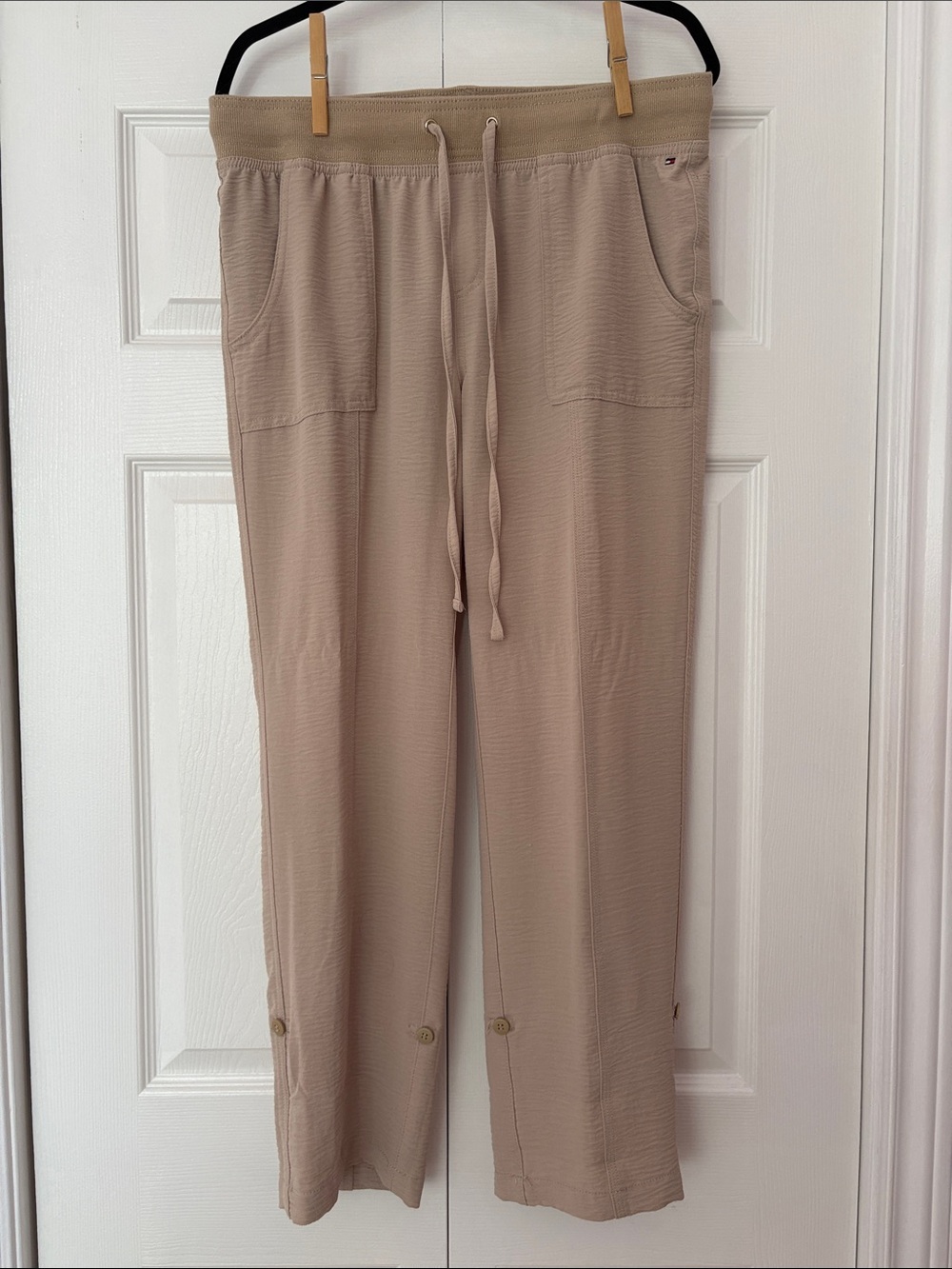 Tommy Hilfiger Beige Straight-Leg Drawstring Pants